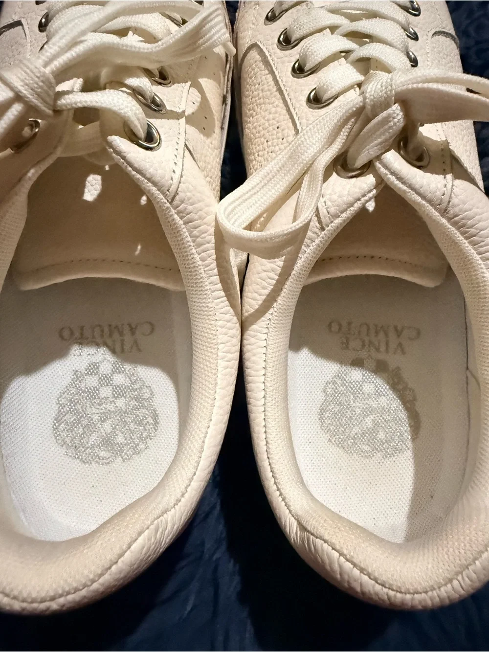 Vince Camuto Rezelli Women's Soft Ivory Leather Lace-Up Sneakers
